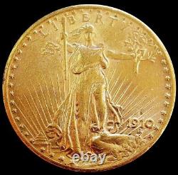 1910 S Gold USA $20 Saint Gaudens Double Eagle Coin