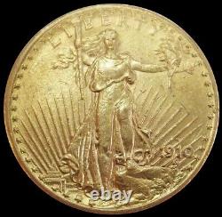 1910 S Gold USA $20 Saint Gaudens Double Eagle Coin Au