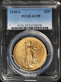 1910-S Saint-Gaudens Gold $20 PCGS AU55 Nice Eye Appeal Nice Strike