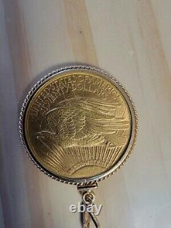 1910 St. Gaudens $20 Double Eagle Gold coin with 14k gold bezel