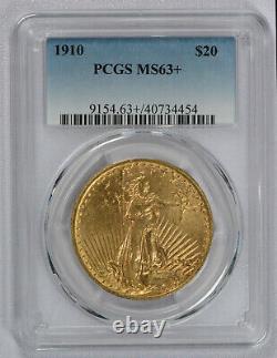 1910 US Gold $20 Saint Gaudens Double Eagle PCGS MS63+ plus grade
