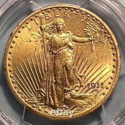 1911 $20 Gold Saint Gaudens Double Eagle Pcgs Ms63 Tough Date