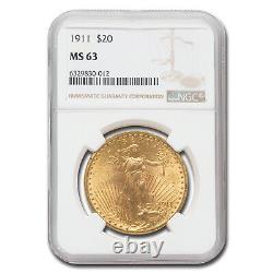 1911 $20 Saint-Gaudens Gold Double Eagle MS-63 NGC