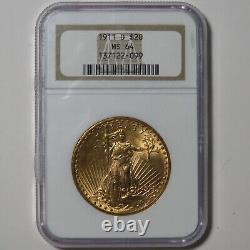 1911-D $20 Gold Double Eagle St Gaudens NGC MS 64