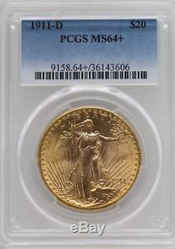 1911-D $20 Gold St Gaudens Double Eagle PCGS MS64+ Coin JB140