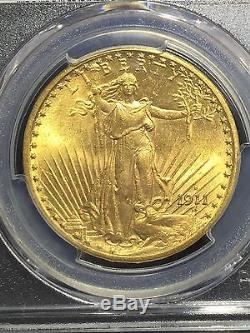 1911-D $20 Saint Gaudens Double Eagle Gold PCGS MS 64