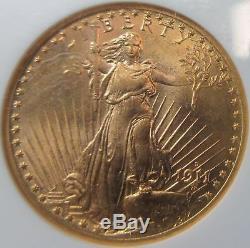 1911-D $20 Saint Gaudens Gold Double Eagle Coin NGC MS65-Beautiful Scarce Gem