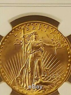 1911-D $20 Saint-Gaudens Gold Double Eagle MS-65+ NGC undergraded perfect toning