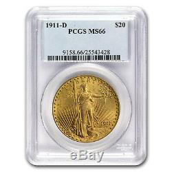 1911-D $20 Saint-Gaudens Gold Double Eagle MS-66 PCGS SKU#54305