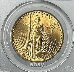 1911-D $20 Saint Gaudens Gold Double Eagle PCGS MS65 Blazing Yellow Gold Gem