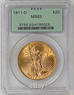 1911-D PCGS MS63 OGH $20 St Gaudens Double Eagle Bold Luster I-13301