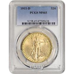 1911 D US Gold $20 Saint-Gaudens Double Eagle PCGS MS65