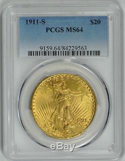 1911 S $20 Gold St. Gaudens Double Eagle MS64 PCGS