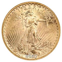 1911-S $20 NGC MS63 Flashy Luster Saint Gaudens Double Eagle Gold Coin