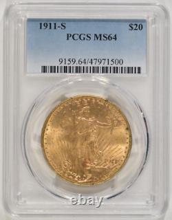 1911-S $20 Saint Gaudens Double Eagle PCGS MS64 47971500 Spotted