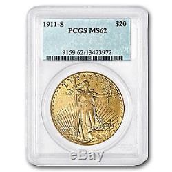 1911-S $20 Saint-Gaudens Gold Double Eagle MS-62 PCGS SKU#62752