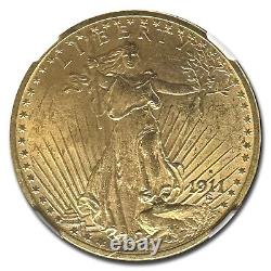 1911-S $20 Saint-Gaudens Gold Double Eagle MS-63 NGC CAC