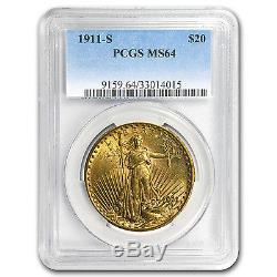 1911-S $20 Saint-Gaudens Gold Double Eagle MS-64 PCGS SKU #15281