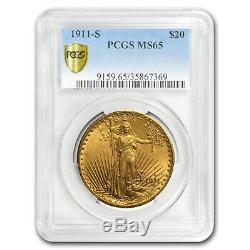 1911-S $20 Saint-Gaudens Gold Double Eagle MS-65 PCGS SKU #68107