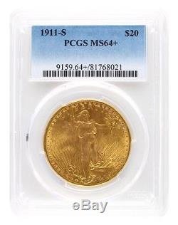 1911-S PCGS MS64+ $20 Saint Gaudens Double Eagle