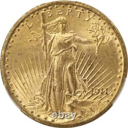 1911-S Saint St. Gaudens $20 Gold Double Eagle, CACG MS-65 Lustrous, PQ+