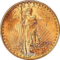1913-D $20 PCGS/CAC MS64 Better Date Saint Gaudens Double Eagle Gold Coin