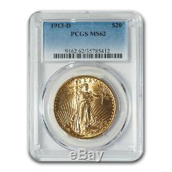1913-D $20 Saint-Gaudens Gold Double Eagle MS-62 PCGS SKU#4388