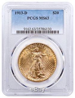 1913-D Saint-Gaudens $20 Gold Double Eagle PCGS MS63 SKU55214