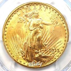 1913-D Saint Gaudens Gold Double Eagle $20. PCGS MS64+ Plus Grade $5,000 Value