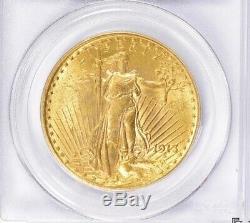 1913-P $20 Saint Gaudens Gold Double Eagle PCGS MS62 A Scarce Date In grade PQ+