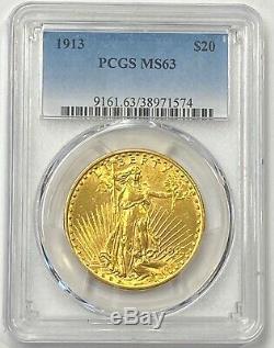1913-P $20 Saint Gaudens Gold Double Eagle PCGS MS63 An Overlooked Date, Buy Now