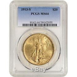 1913-S US Gold $20 Saint-Gaudens Double Eagle PCGS MS64