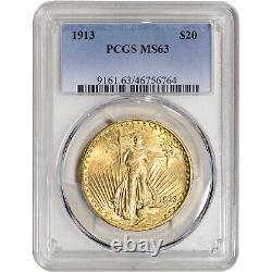 1913 US Gold $20 Saint-Gaudens Double Eagle PCGS MS63