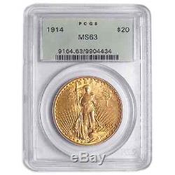 1914 $20 Gold St. Gaudens Double Eagle PCGS MS63