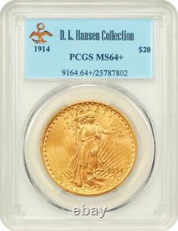 1914 $20 Saint Gaudens PCGS MS64+ Gold Double Eagle DL Hansen Collection 787802