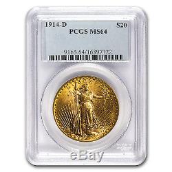 1914-D $20 Saint-Gaudens Gold Double Eagle MS-64 PCGS SKU #17201