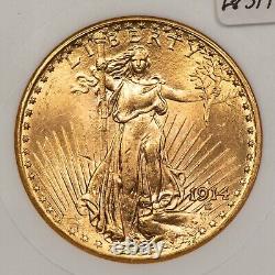 1914-D G$20 Saint-Gaudens Gold Double Eagle PQ Soapbox ANACS MS 64 G3175