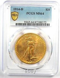 1914-D Saint Gaudens Gold Double Eagle $20 Certified PCGS MS64 $3,250 Value