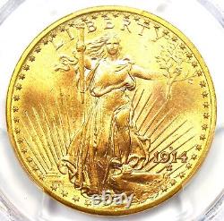 1914-D Saint Gaudens Gold Double Eagle $20. PCGS MS64+ Plus Grade $4,250 Value