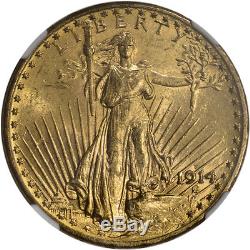 1914-D US Gold $20 Saint-Gaudens Double Eagle NGC MS63