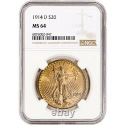 1914 D US Gold $20 Saint-Gaudens Double Eagle NGC MS64