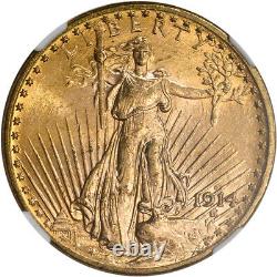 1914 D US Gold $20 Saint-Gaudens Double Eagle NGC MS64
