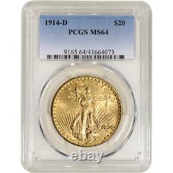 1914 D US Gold $20 Saint-Gaudens Double Eagle PCGS MS64