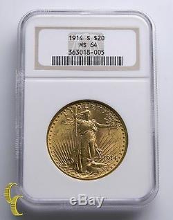 1914-S $20 Gold St. Gaudens Double Eagle Graded by NGC MS-64
