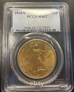 1914-S $20 Saint-Gaudens Gold Double Eagle MS-62 PCGS LOW SURVIVAL IN MS