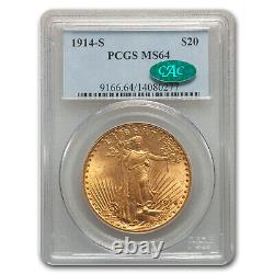 1914-S $20 Saint-Gaudens Gold Double Eagle MS-64 PCGS (CAC) SKU#78294