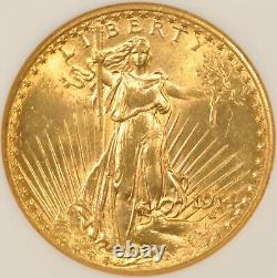 1914-S $20 Saint Gaudens Gold Double Eagle NGC MS63 CAC Gen 4.0 No-Line Fatty