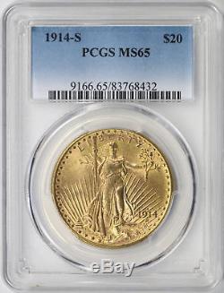 1914-S $20 Saint Gaudens Gold Double Eagle PCGS MS65
