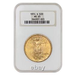 1914-S $20 Saint Gaudens NGC MS65 San Francisco Mint Gold Double Eagle Coin