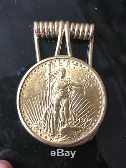 1914-S $20 St. Gaudens Double Eagle Coin in 14K Gold Money Clip